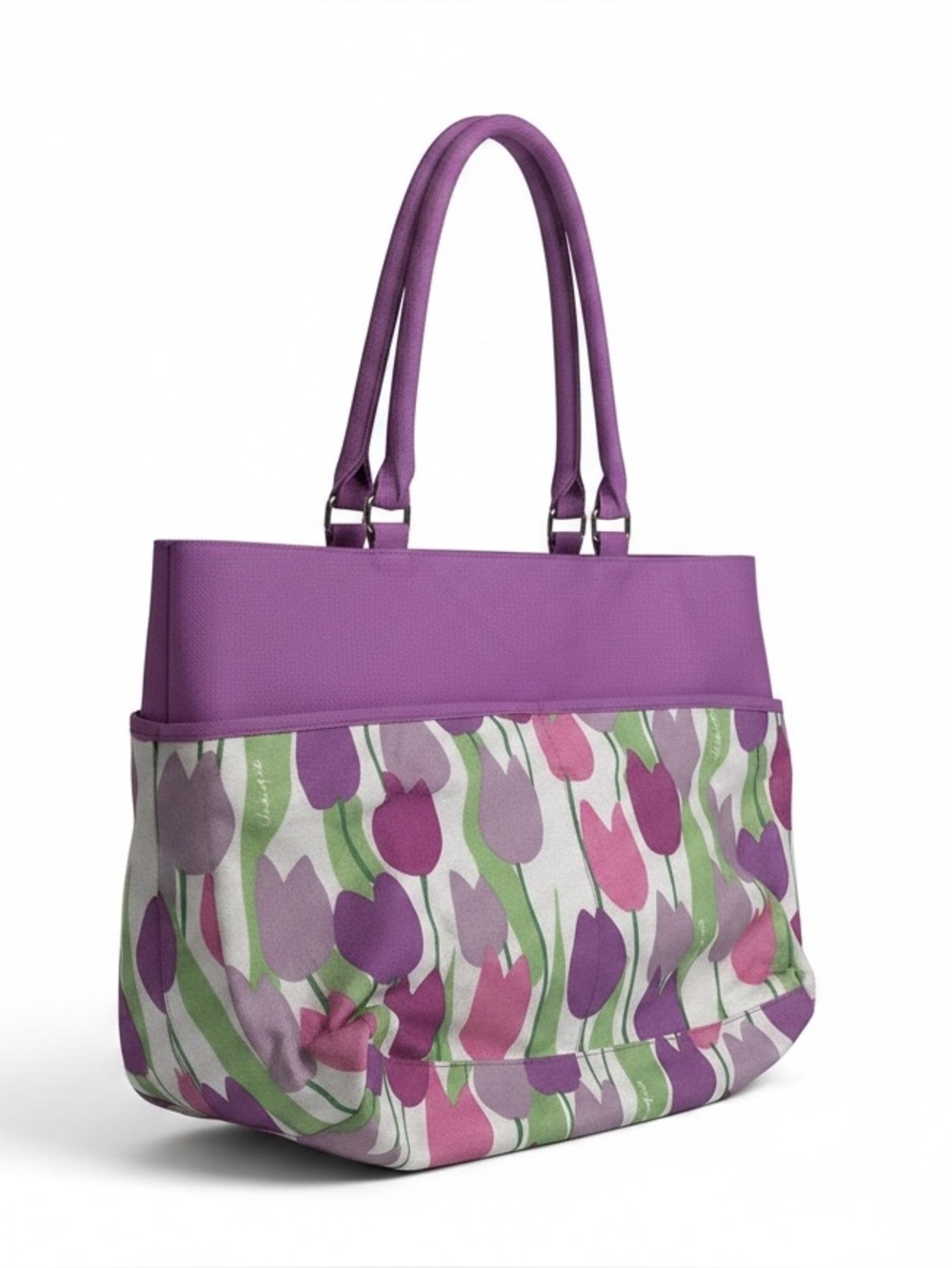 Purple Floral Tulip Tote Bag - Clinique